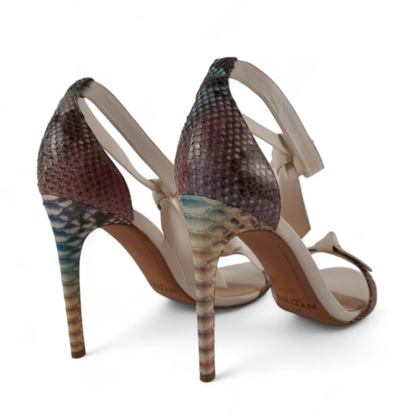 ALEXANDRE BIRMAN Clarita Python Multi-Color Heels Sandals Knotted Snakeskin 7.5 - Picture 12 of 16